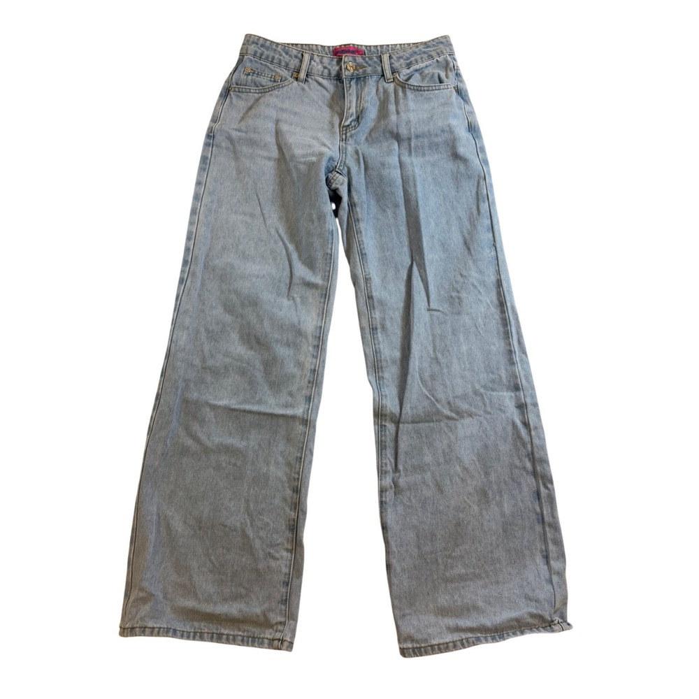 Edikted Wide‎ Leg Jeans Light Wash Denim High Rise Size S